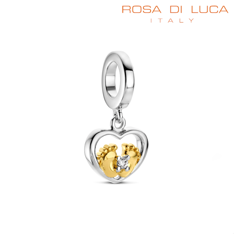 Rosa di Luca 668.001 Bedel Hangend Hart met Vergulde Babyvoetjes