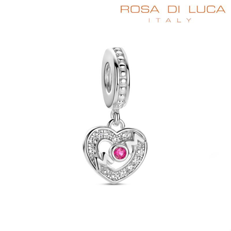 Rosa di Luca 668.010 Bedel Hart Hangend met Roze Zirkonia