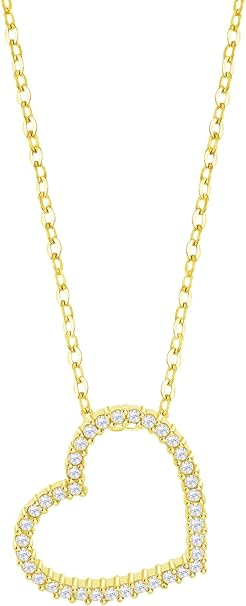 Ketting zilver plaqué hartje zirconium