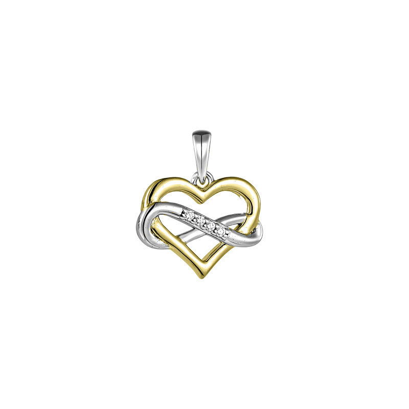bicolor hanger hart met steentjes 