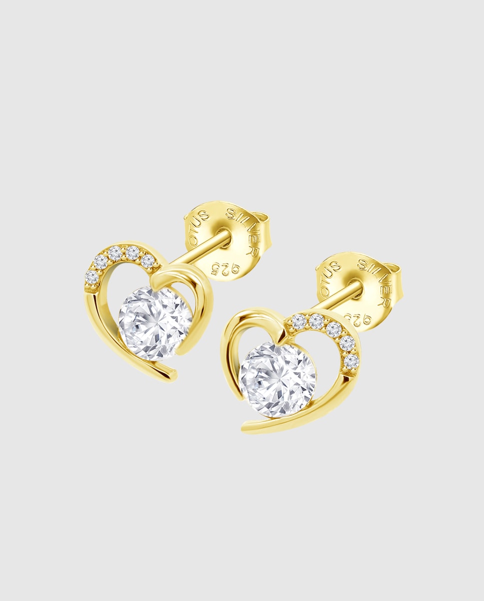 Oorbellen zilver plaqué hartjes zirconium