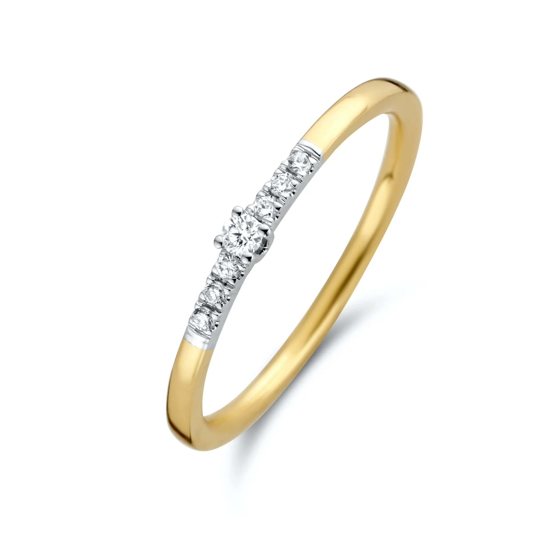 Geel gouden ring met briljant 0.10crt