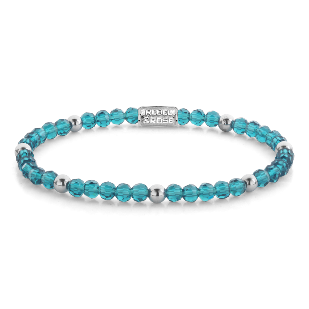 Armband van het merk Rebel & Rose. De armband heeft een hoogwaardige elastische stretch koord, met 4mm van Hematiet Zilver, Glas Rock.