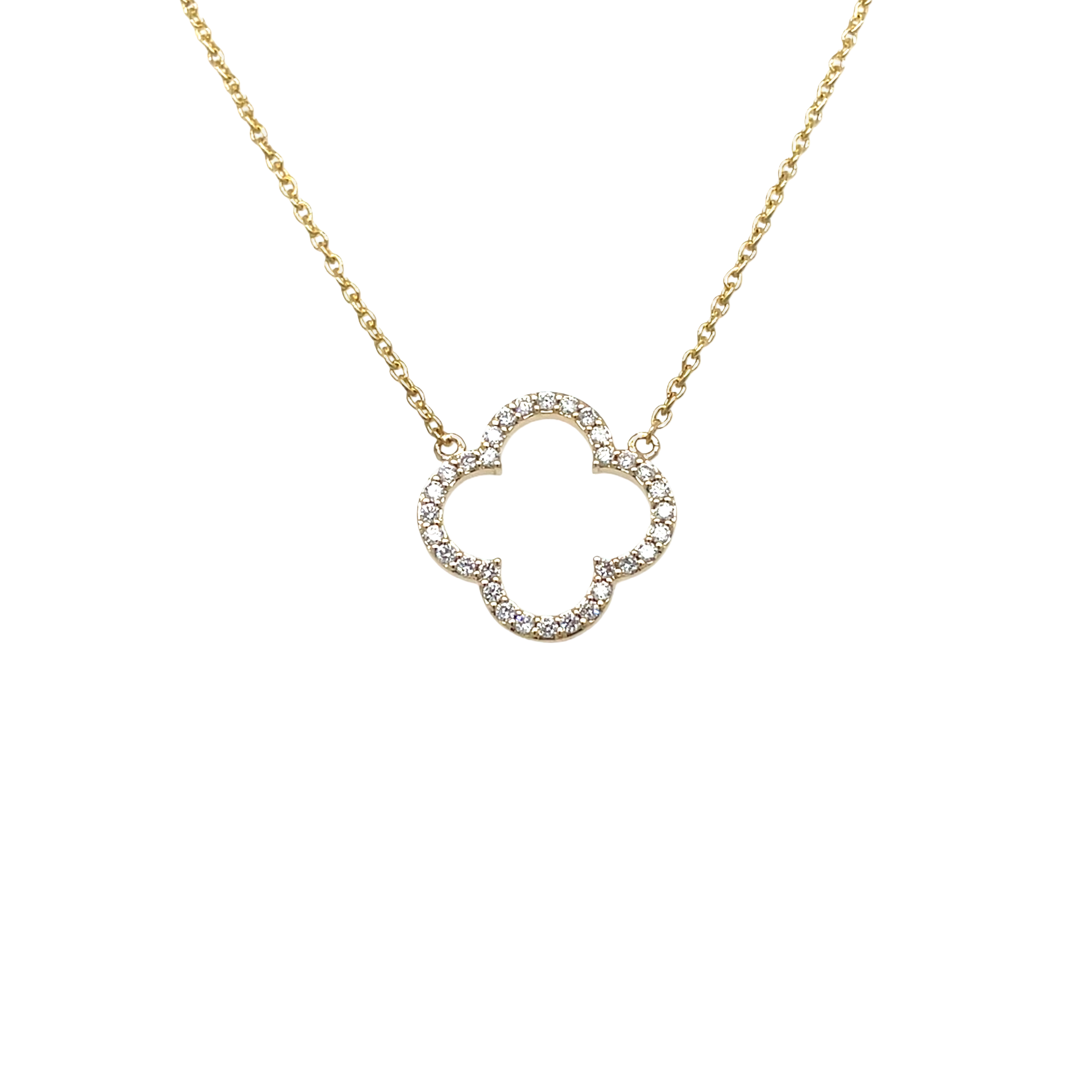 De vier blaadjes van een klavertje staan symbool voor de perfecte eenheid. Ze staan voor voorspoed, vertrouwen, liefde en natuurlijk, voor geluk. Onze Fortuna klaver is prachtig pavé gezet met 32 diamantjes, totaal 0.16crt. Leverbare goudkleuren: 14kts geel, wit en roségoud. Alle Miss Spring sieraden worden handgemaakt van verantwoord, eerlijk en 100% gerecycled goud.