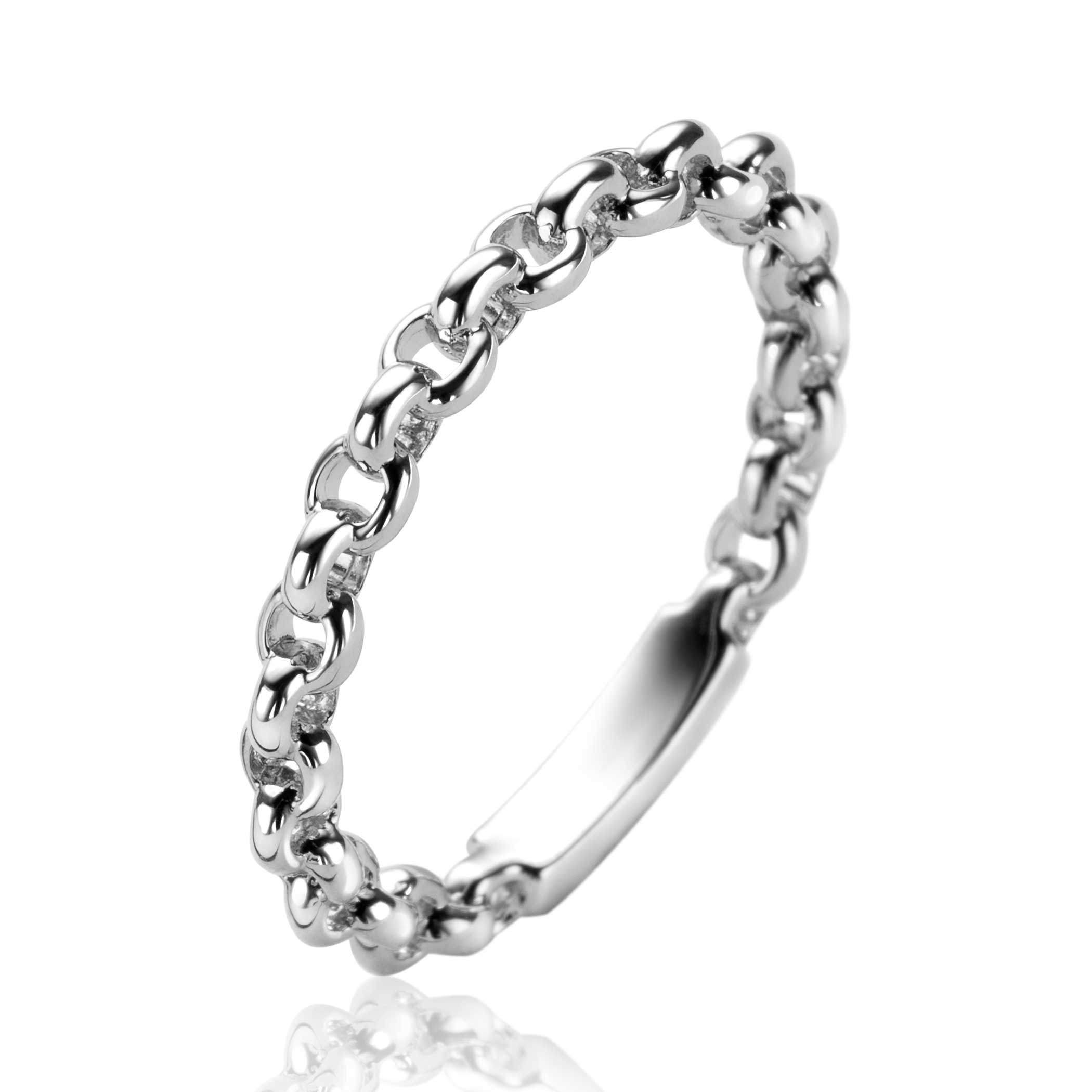 ZINZI zilveren schakel ring met trendy jasseron schakels 3mm breed 