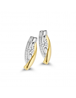 14 Karaat geel- met witgouden oorringen Mori Diamond Exclusive met 0.38 caraat briljant G-VVS1.