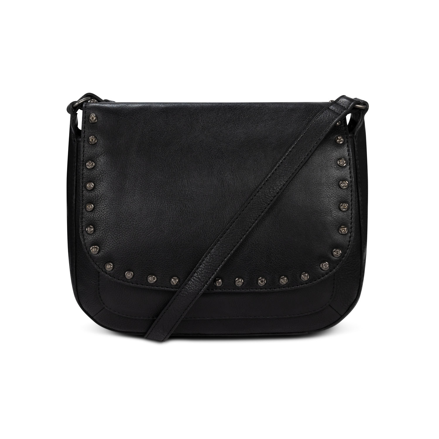 De Vardo is een stoere en stijlvolle crossbody tas met een flap en subtiele studs als detail. Het compacte formaat maakt deze tas ideaal voor dagelijks gebruik of een avondje uit. Dankzij de verstelbare schouderband draag je de tas comfortabel op jouw manier.

De binnenkant biedt voldoende ruimte voor je essentials en is voorzien van een ritsvak voor kleinere items. Ook aan de achterkant vind je nog een extra vak voor snelle toegang.