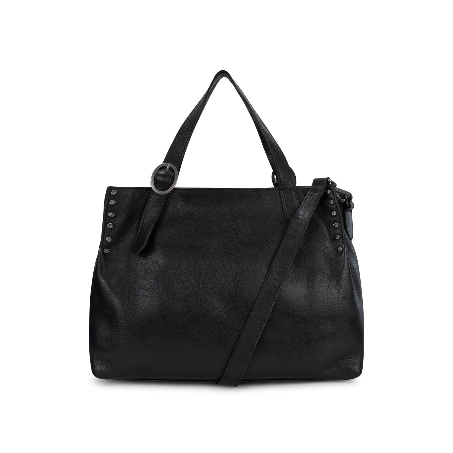 De tas Alta is een elegante maar ook stoere leren schoudertas. Er zitten subtiele studs op de tas verwerkt. 
In de tas vind je een indeling met een ruim hoofdvak, extra ritsvakken en steekvakken. 

Afmeting: 35 x 25 x 11 cm