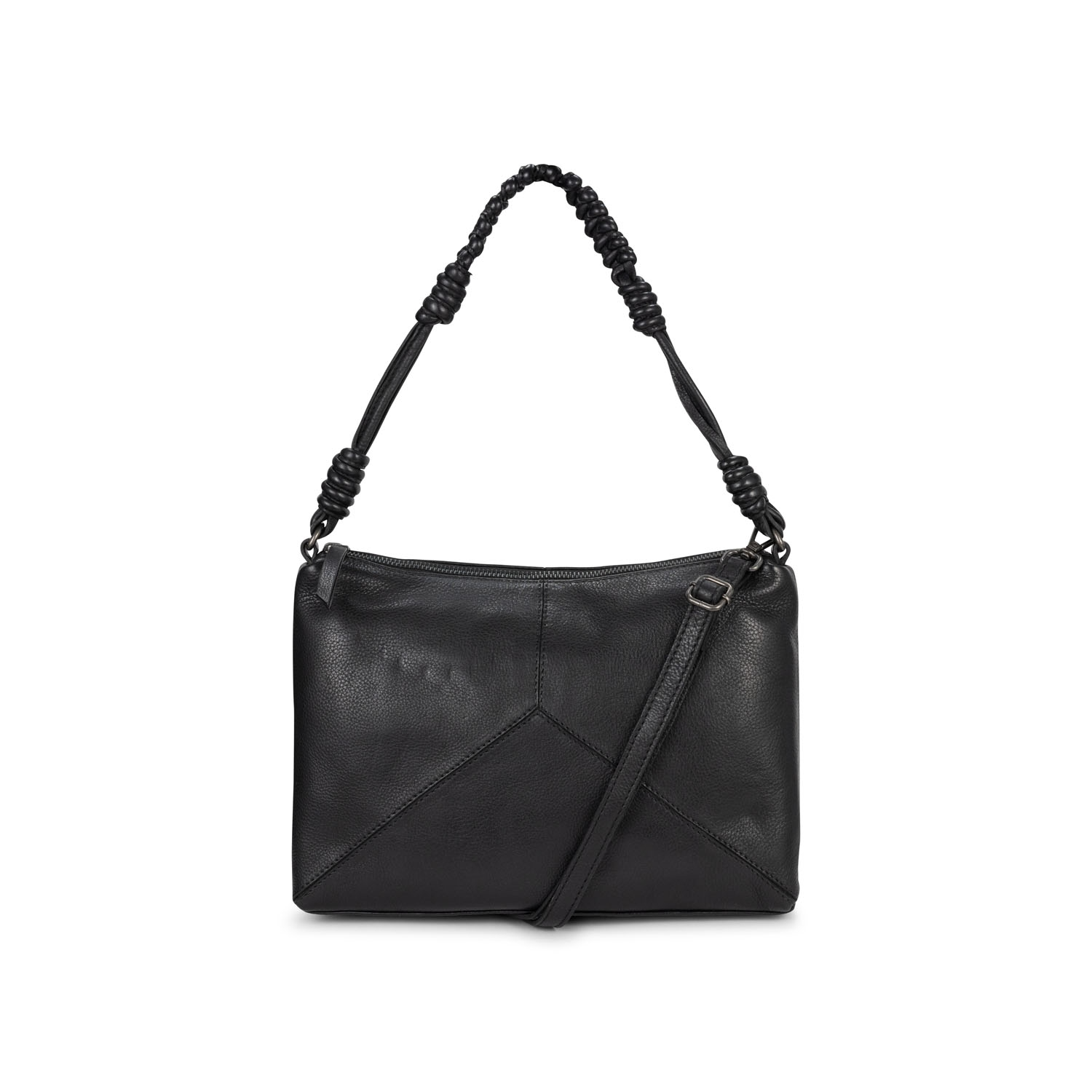 De Hamar is een moderne schoudertas met een uniek design en een speels gevlochten handvat. Dankzij de afneembare en verstelbare schouderband kun je de tas zowel stijlvol over de schouder als praktisch crossbody dragen.

Het ruime hoofdvak sluit met een rits en biedt genoeg plek voor je dagelijkse essentials. Binnenin vind je een extra vakje om je kleine spullen overzichtelijk op te bergen.

Afmeting: 34 x 21 x 9 cm