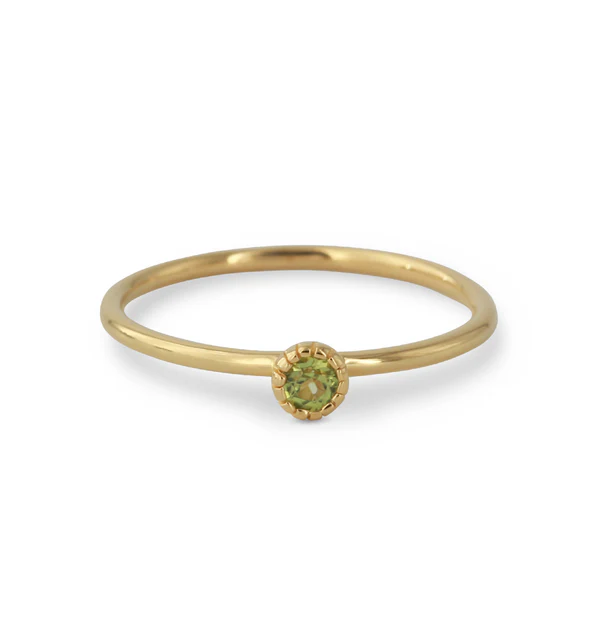 Zilveren ring Verguld 18 krt Met Peridoot 3mm Mt 17.25