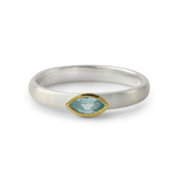 Zilveren ring verguld 18 krt Topaas 6 x 3 mm Mt 17.75
