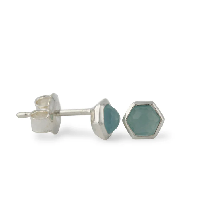 Zilveren oorknoppen met Chalcedoon 4 mm