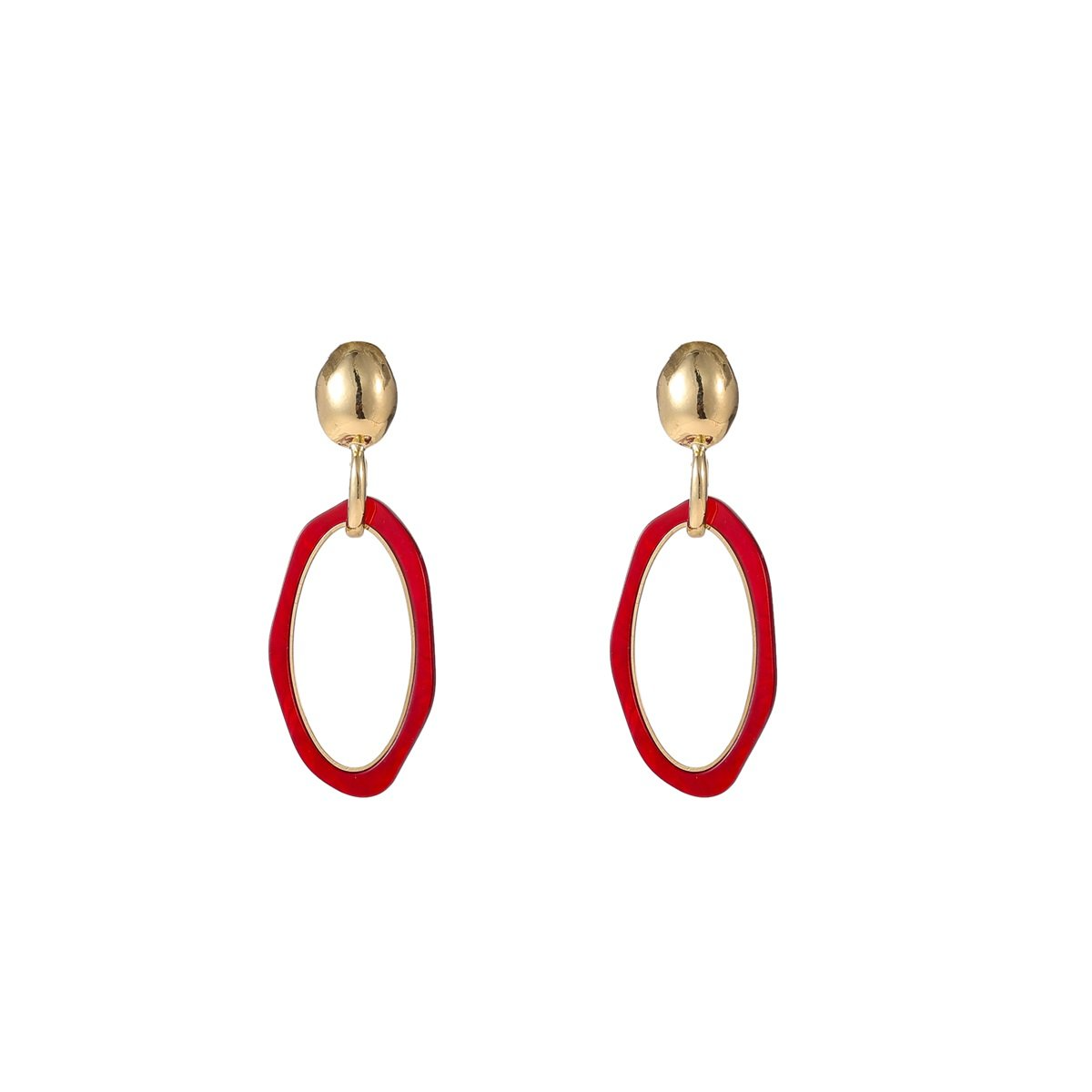 De Day & Eve Oorstekers Long Oval Dangle - Red, modelnummer E55022-4, zijn stijlvolle oorbellen met een opvallende rode glans. Combineer ze het beste met een chique avondjurk of een nette zakelijke outfit voor een verfijnde uitstraling.