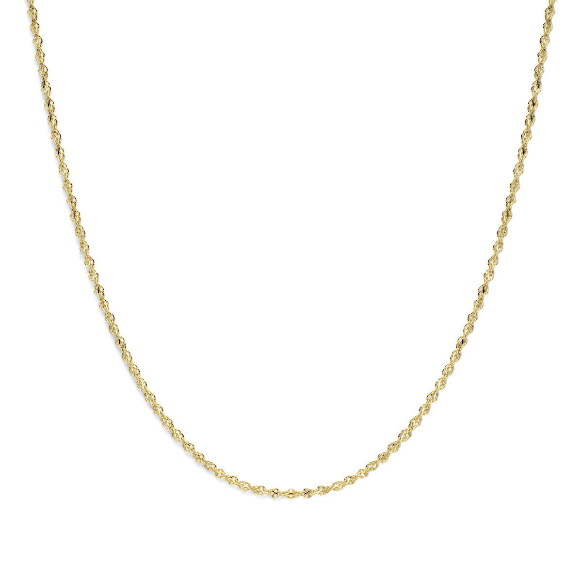 14k Geelgouden collier met kern van 925 zilver collier met een draaglengte van 45cm. Uitgevoerd met karabijnsluiting.