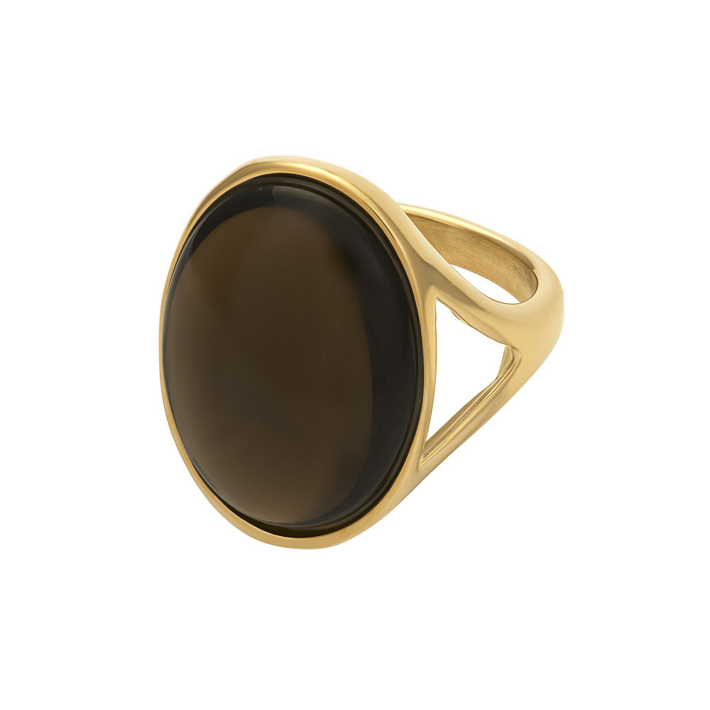 De iXXXi Fame ring Mirage Brown is een brede single ring gemaakt van stainless steel. De ring heeft het design van een zegelring met daarin opvallende bruinkleurige ovale steen.