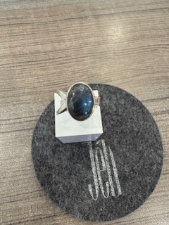 Zilveren ring ovaal spectroliet