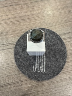 Zilveren ring geoxideerd met labradoriet