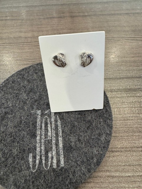 Zilveren oorbel grillig + boog glad afgewerkt