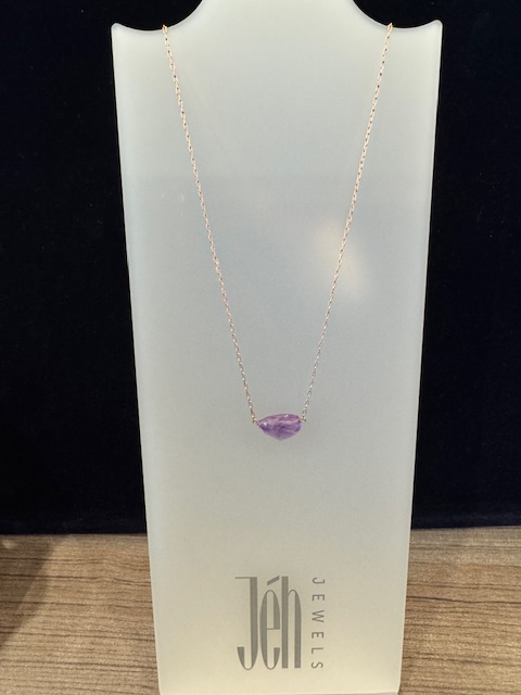 Zilveren collier rose + amethist 