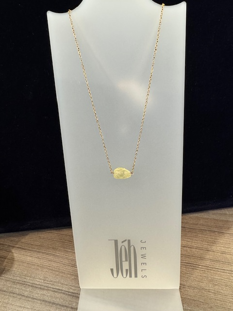 Zilveren collier rose + kwarts geel