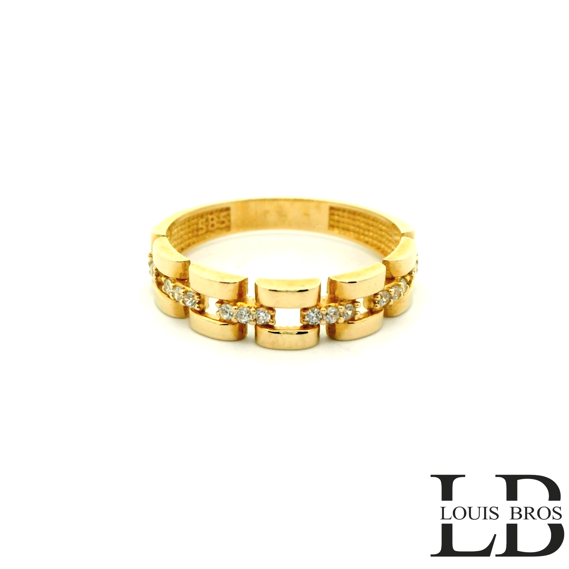 Deze schitterende damesring is vervaardigd uit 14 karaat geelgoud (2.56 gr) en bezet met fonkelende zirkonia’s die zorgen voor een luxueuze en stijlvolle uitstraling. De heldere stenen vangen het licht prachtig op en laten de ring bij elke beweging schitteren.

Dankzij het tijdloze design combineert dit sieraad moeiteloos met elke stijl – van klassiek tot modern. Of je de ring nu draagt bij een elegante outfit of als subtiele blikvanger in het dagelijks leven, hij straalt altijd vrouwelijkheid en klasse uit.

Specificaties:

Materiaal: 14 karaat geelgoud

Steensoort: Zirkonia’s

Stijl: Elegant, tijdloos & vrouwelijk

Doelgroep: Dames

Afwerking: Hoogglans gepolijst

Bijzonderheden: Luxe glans met fonkelende details

Bijzonderheden:
Een prachtige ring die elegantie en sprankeling perfect combineert – ideaal als cadeau of als blijvend sieraad voor jezelf.
De ring is verkrijgbaar in meerdere afmetingen.