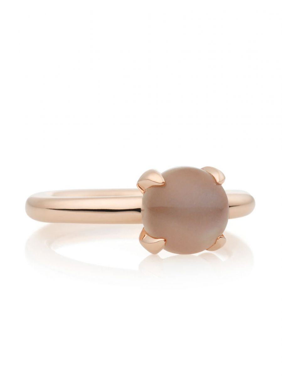 BRON Catch ring met bruine Mansteen in 18 krt rose goud.