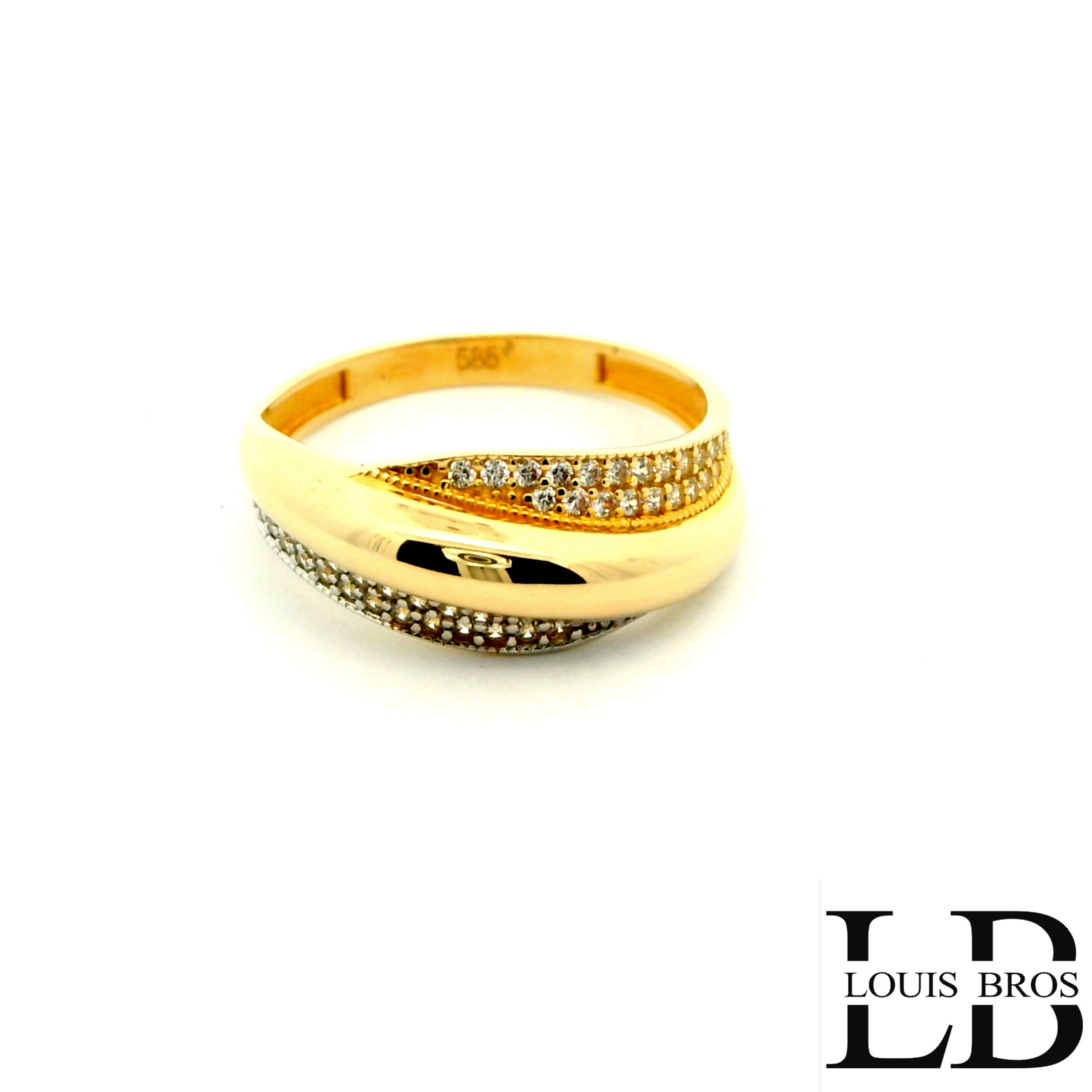 Deze verfijnde damesring is vervaardigd uit 14 karaat bicolor goud (2.49 gr), een harmonieuze combinatie van geelgoud en witgoud. De ring is bezet met fonkelende zirkonia’s, die het licht op een prachtige manier weerkaatsen en de ring een luxueuze uitstraling geven zonder te overheersen.

Het subtiele design zorgt voor een elegante en moderne look die moeiteloos bij elke stijl past. De zachte lijnen en het samenspel van de twee goudkleuren maken dit sieraad tijdloos en perfect voor dagelijks gebruik of speciale gelegenheden.

Specificaties:

Materiaal: 14 karaat bicolor goud (geel- en witgoud)

Steensoort: Zirkonia’s

Stijl: Subtiel, elegant & tijdloos

Doelgroep: Dames

Afwerking: Hoogglans gepolijst

Bijzonderheden: Luxe uitstraling door de combinatie van twee goudkleuren en sprankelende zirkonia’s

Bijzonderheden:
Een ring die verfijning en eenvoud prachtig samenbrengt – perfect voor de vrouw die houdt van subtiele luxe met een moderne touch.
De ring is verkrijgbaar in meerdere afmetingen.