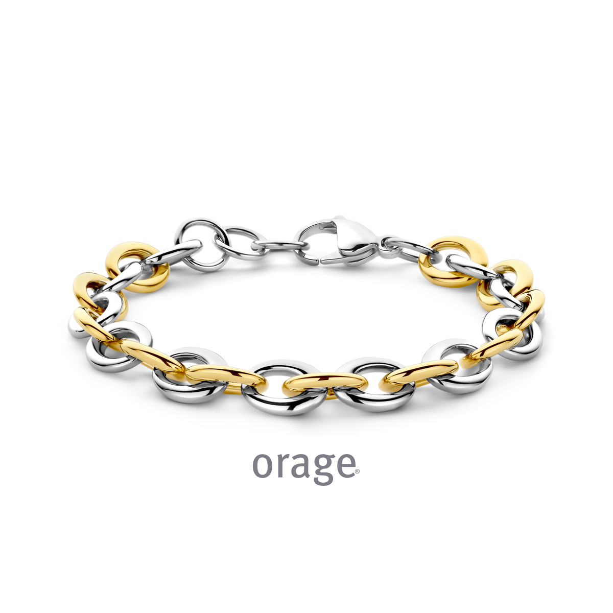 Armband staal bicolor geel (V/28)
