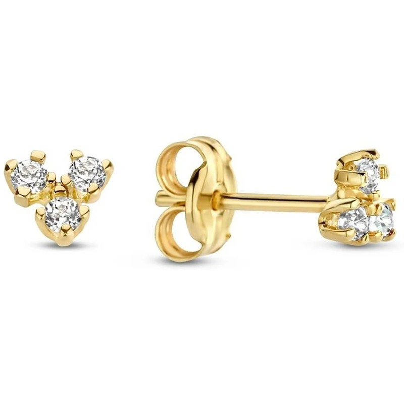 JACKIE GEELGOUDEN OORSTEKER MIRO TRIANGLE TOPAZ