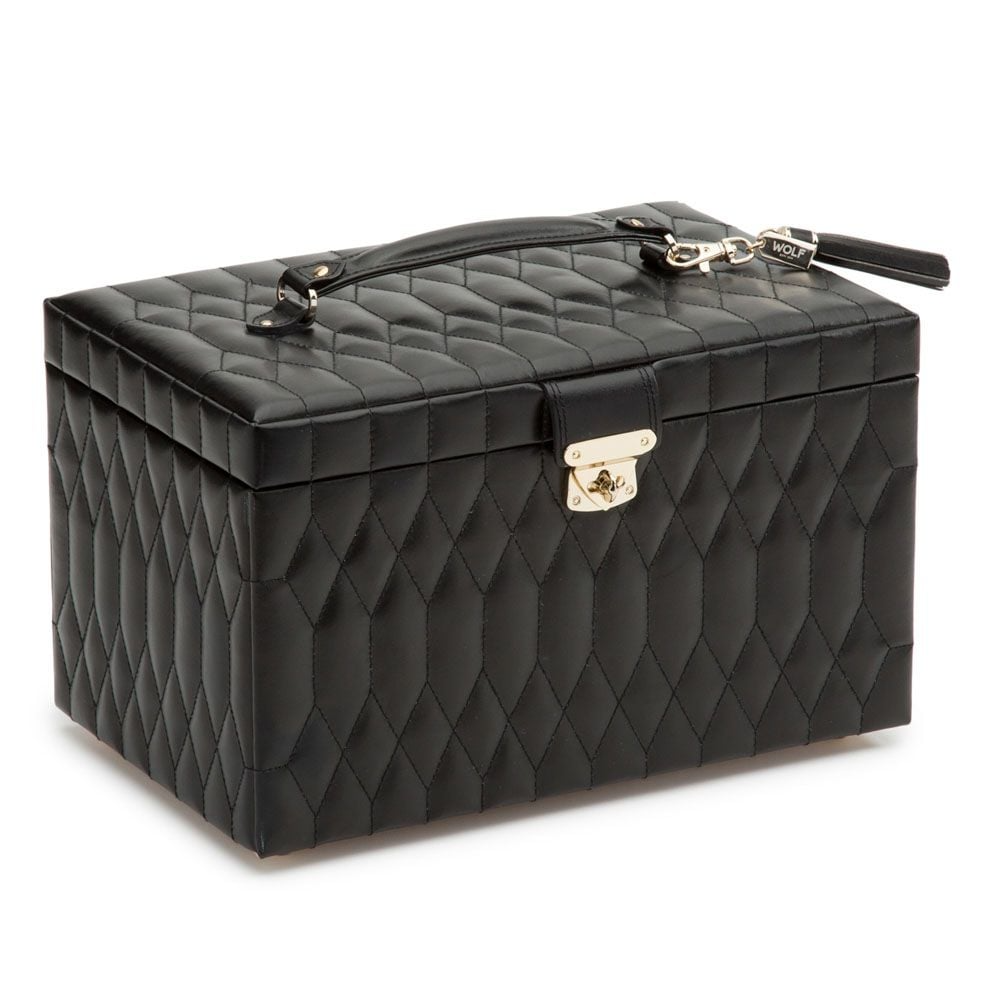 een Wolf Caroline Large Jewelery case in het zwart