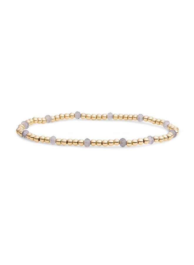 Prachtige armband van Sparkling Jewels met labradorite beads en goudkleurige beads.
