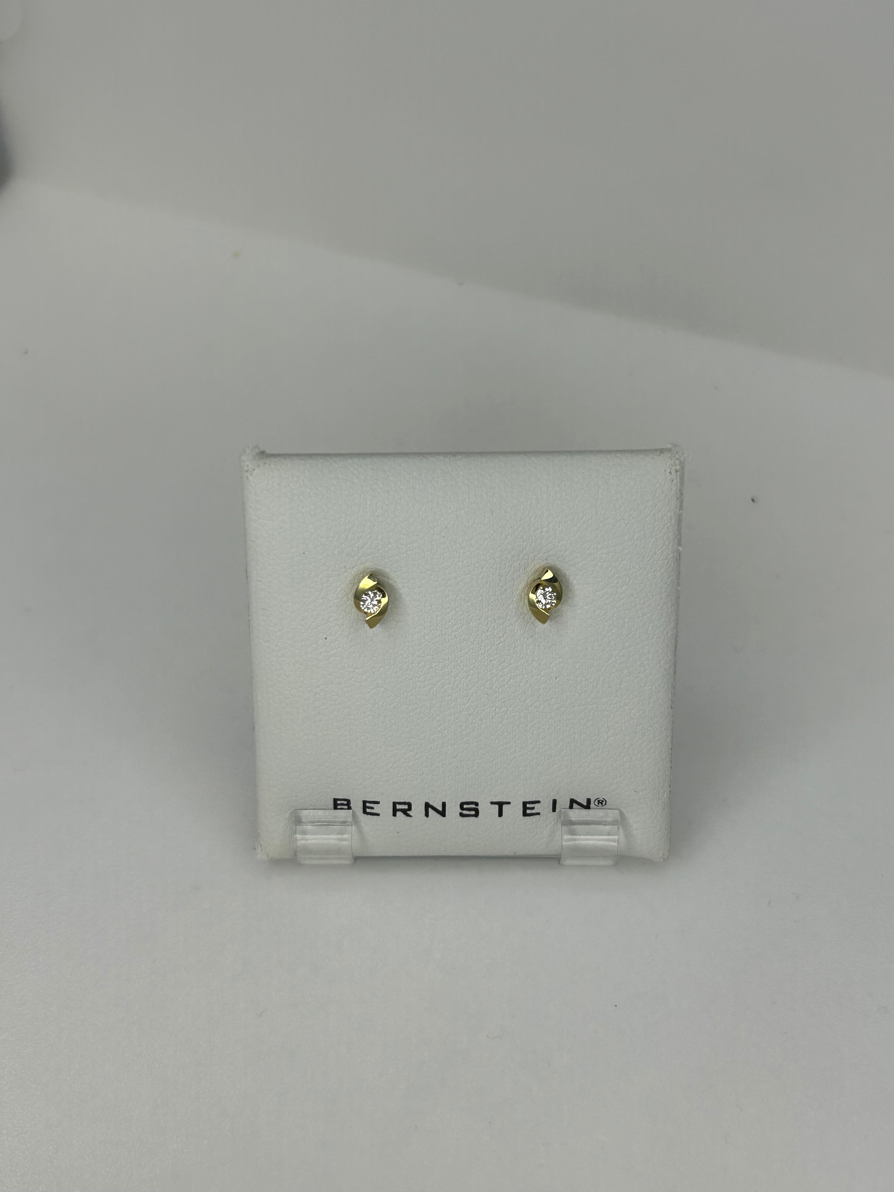 gouden oorstekers+ briljant, bicolor+0.12ct SI2