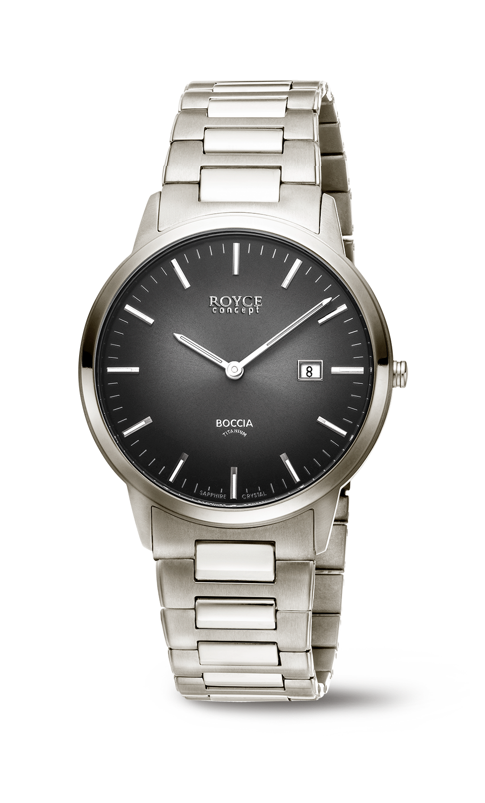 Diese Boccia Herrenuhr ist ein eleganter Begleiter aus der Modell-Serie Titanium Saphirglas 39mm 5ATM. Eine perfekte Wahl, wenn Sie einen Zeitmesser mit einem klassischen Look suchen.

Die Armbanduhr verf&uuml;gt &uuml;ber ein silbernes Geh&auml;use, aus Titanium gefertigt, das durch die poliert, mattierte Oberfl&auml;che wie ein echter Eyecatcher wirkt.