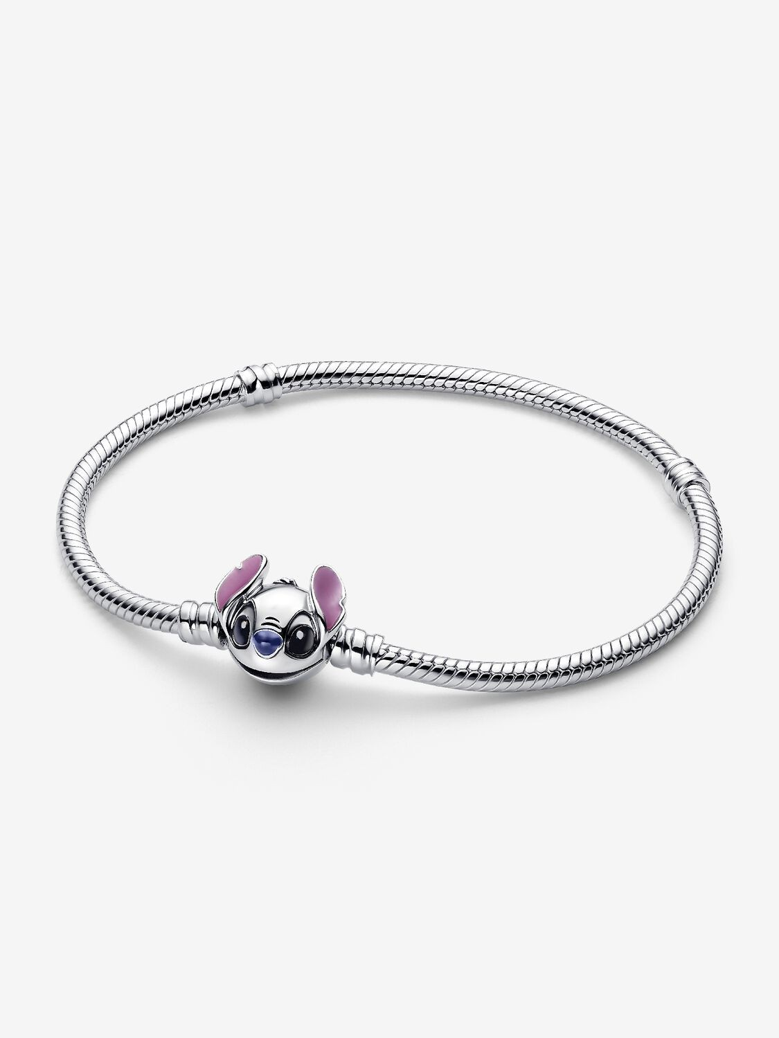 Vier de magie van Disney met de Disney's Stitch Snake Chain Armband, met een sterlingzilveren ketting en details van paars, zwart en blauw emaille. De armband symboliseert de onwaarschijnlijke band tussen Stitch en zijn vrienden.