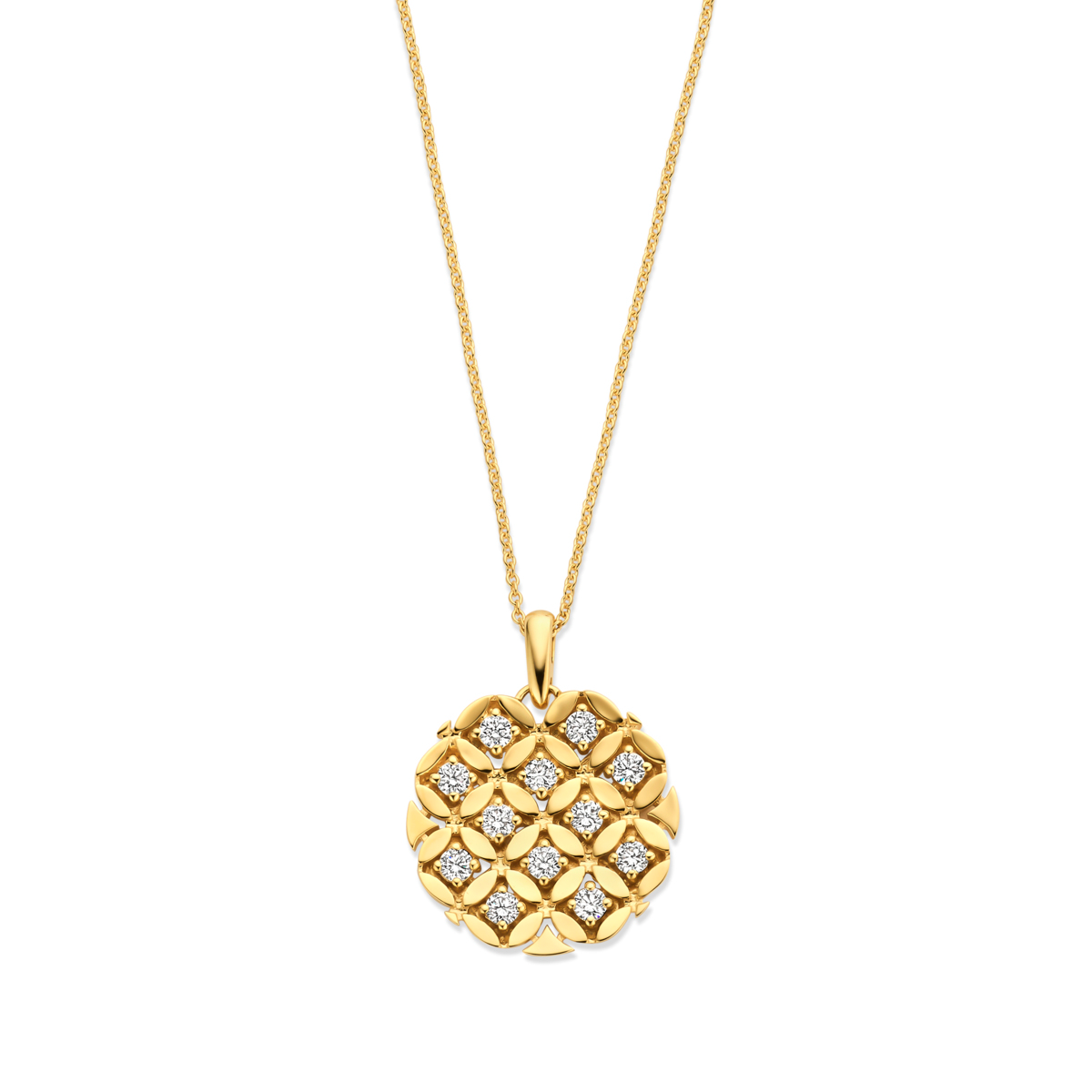 Ketting met hanger in geel goud 18 k gezet met 12Diamant(en) briljant slijpsel0.53 ctSiG-H