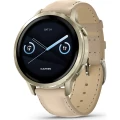 De Garmin 010-03013-03 Venu 4 smartwatch 41 mm (in de kleuren: (Beige with Lunar Gold + Leather silicone band) combineert stijl en functionaliteit in één compacte smartwatch. Met een elegant roestvrijstalen ontwerp, een levendig amoled-display, een ingebouwde zaklamp en een indrukwekkende batterijduur tot 10 dagen krijg je een compleet beeld van je gezondheid en ondersteuning bij je dagelijkse activiteiten en sportdoelen.
