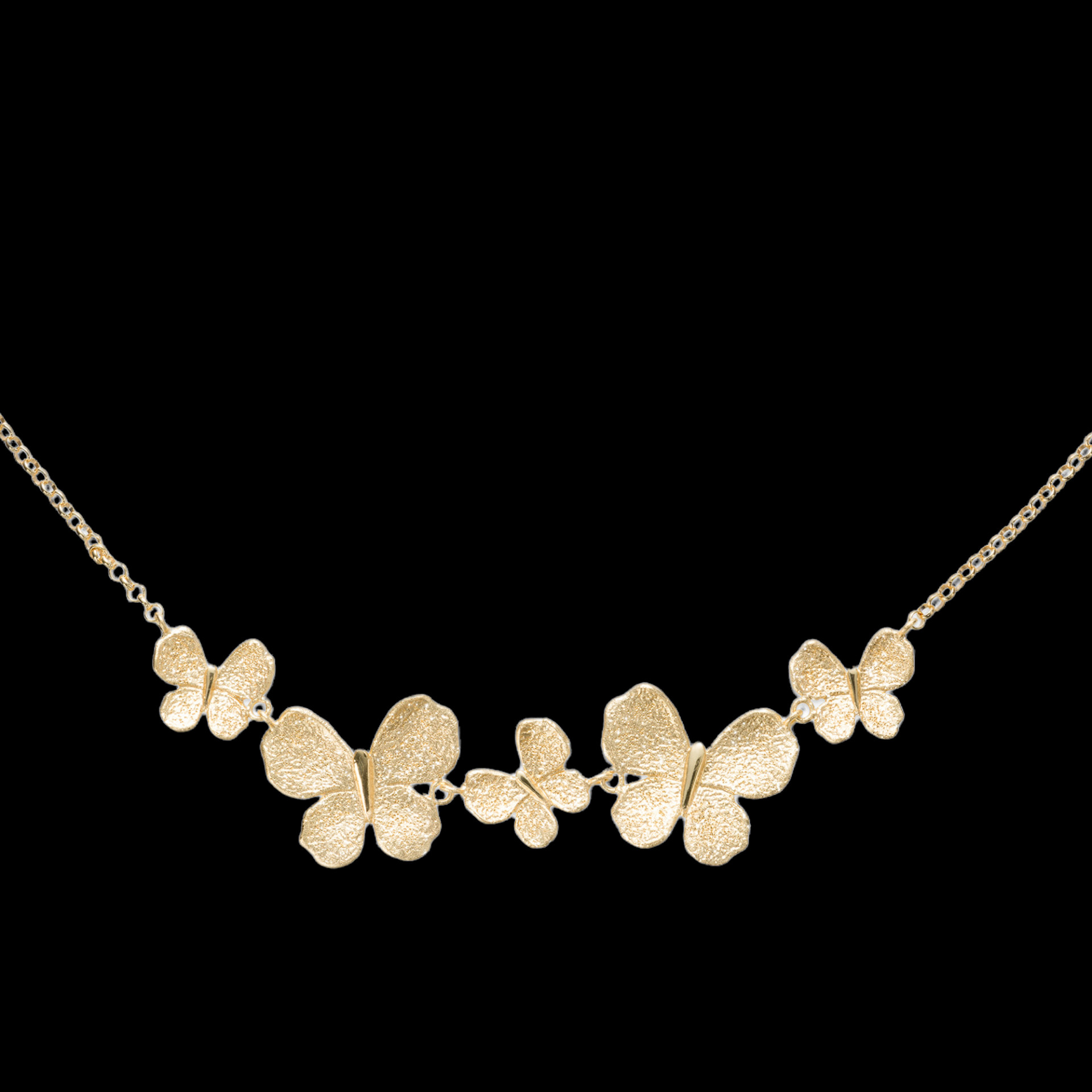 Sanjoya - Zilveren collier met Vlinders, verguld, 42+5cm - L0522007.42