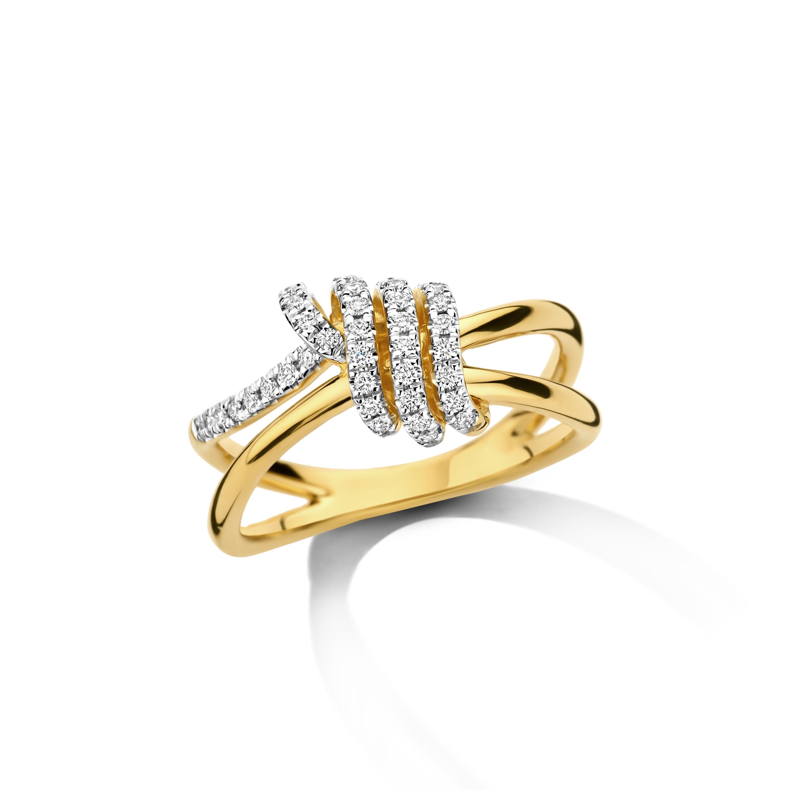 Ring 18karaat geel en wit goud met 0.21ct briljant