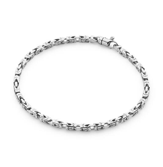 Zilver Gerhodineerde Koningsschakel Armband  