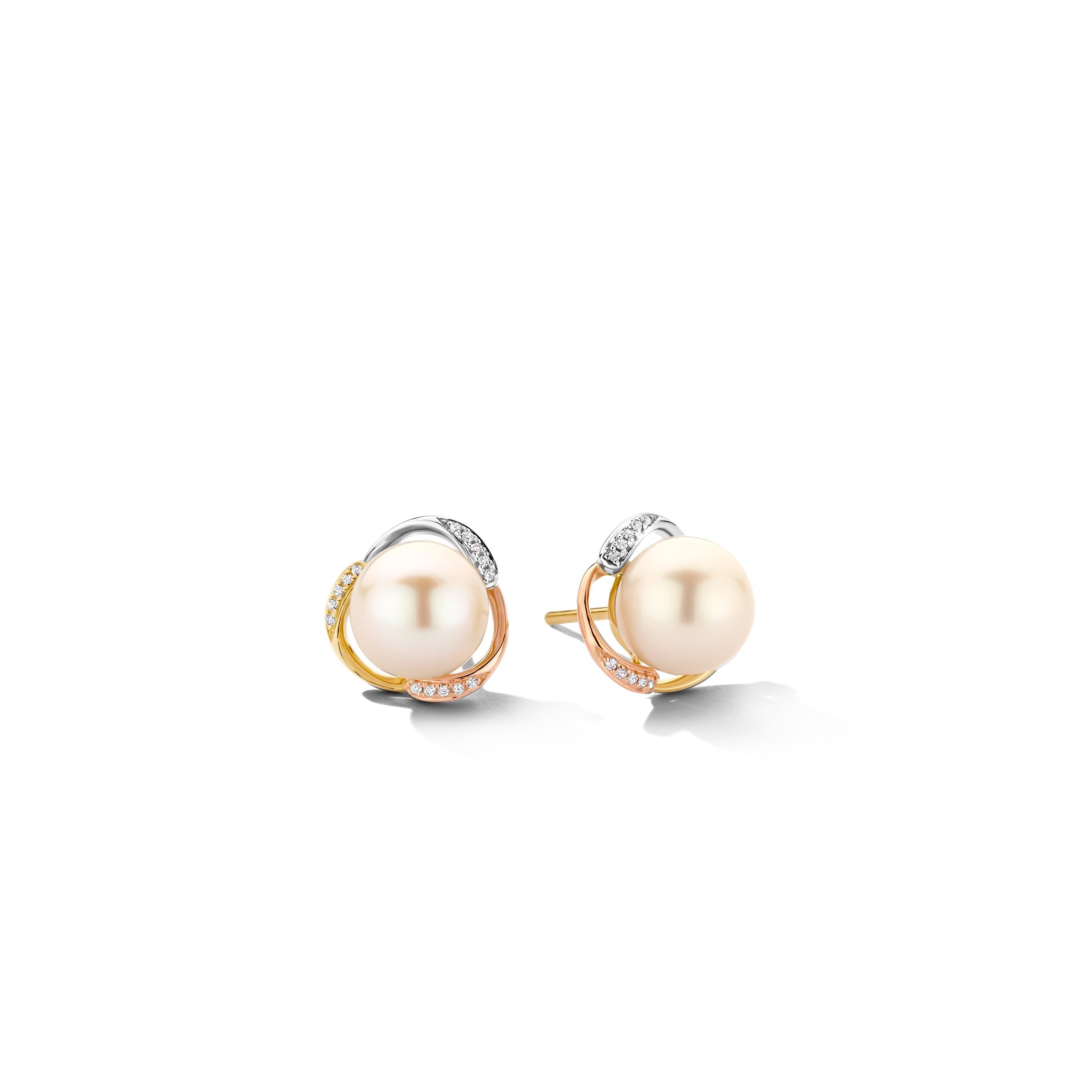 Bicolor oorbellen 18 karaat met 0.07ct natuurlijke briljanten van het merk Dulci Nea. Geen driekleur zoals op de foto.