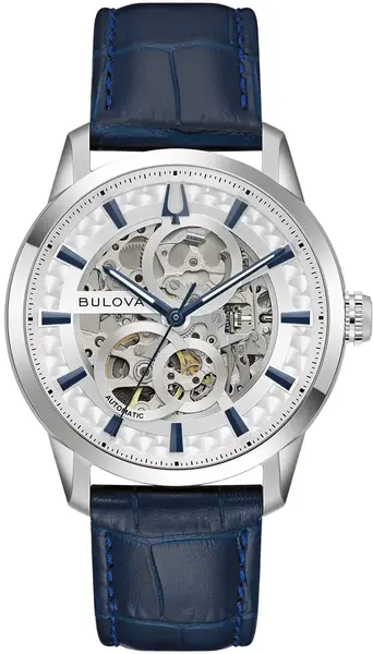 Het Bulova herenhorloge, modelnummer 96A330, is een stijlvol polshorloge met een kast van roestvrij staal en een blauwe band. Met een diameter van 40 mm combineert het elegantie en duurzaamheid. Draag dit horloge om een verfijnde uitstraling te geven aan zowel formele als casual outfits. Perfect voor elke gelegenheid.