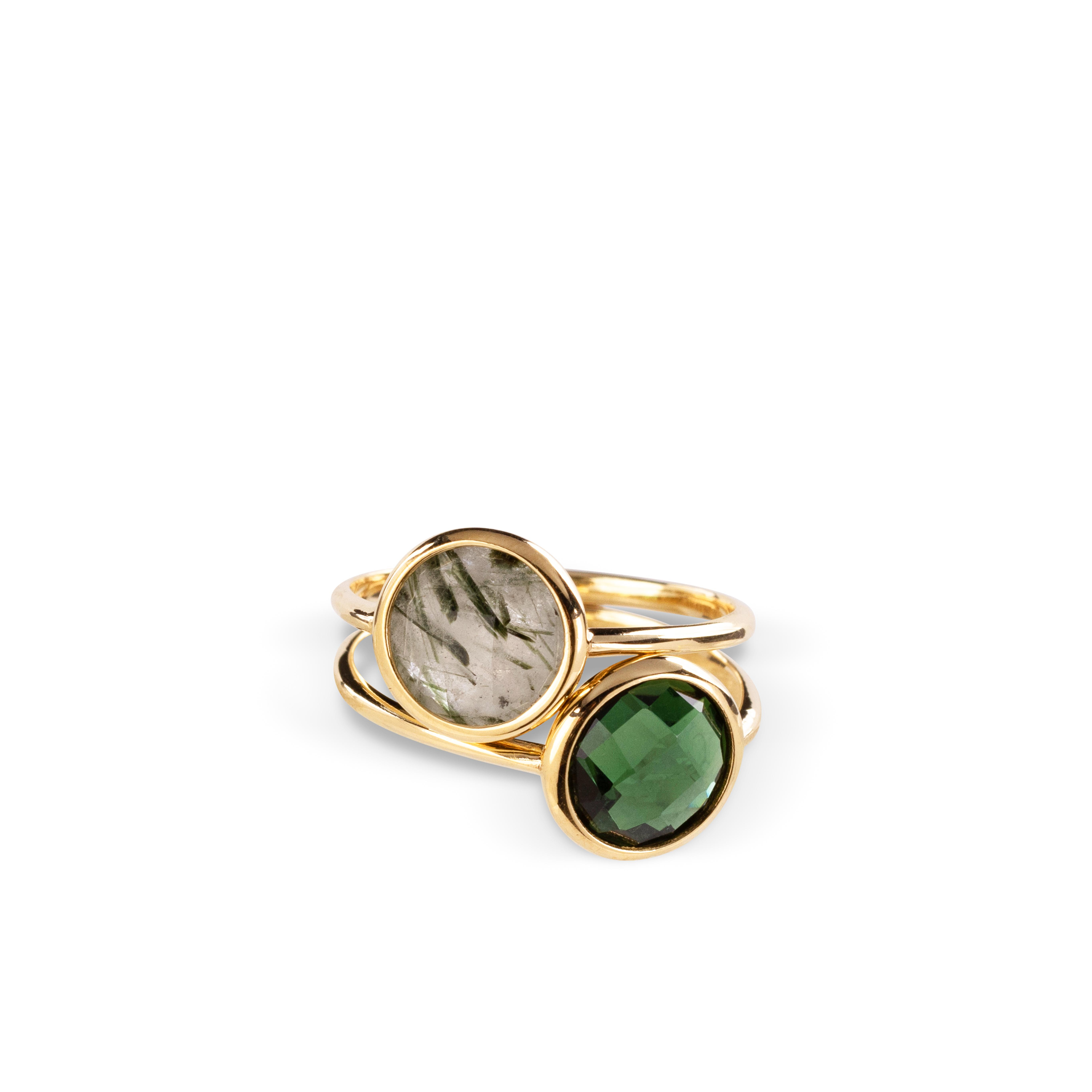 Gouden ring van het merk Italo Bottene met diverse edelstenen.