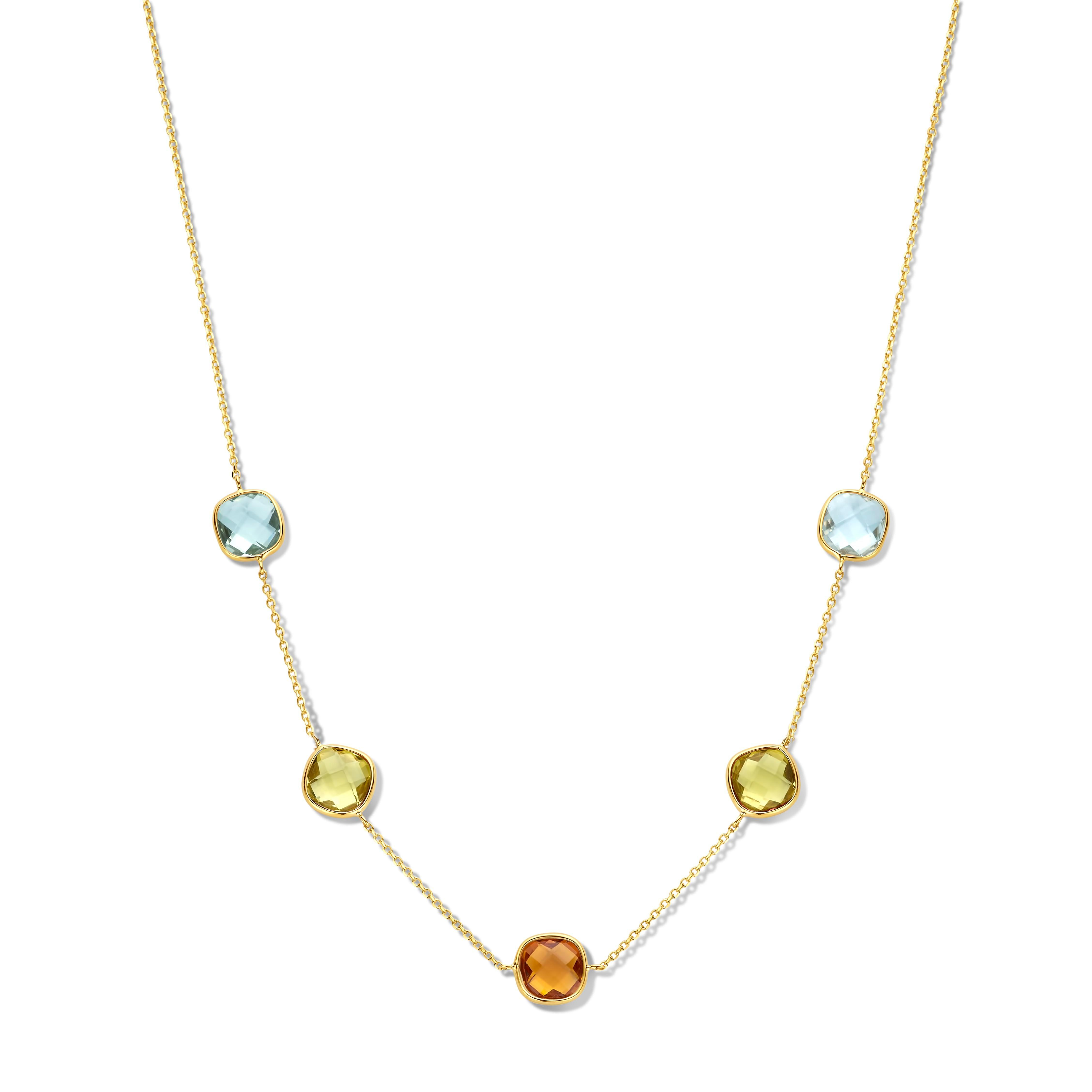 Choker van het merk Italo Bottene, goud met peridot en kwarts.
lengte 45 cm