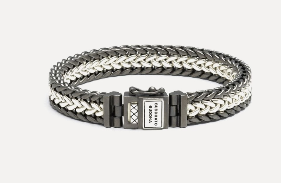 Buddha to Buddha armband Julius Black Ruthium Duotone Zilver.