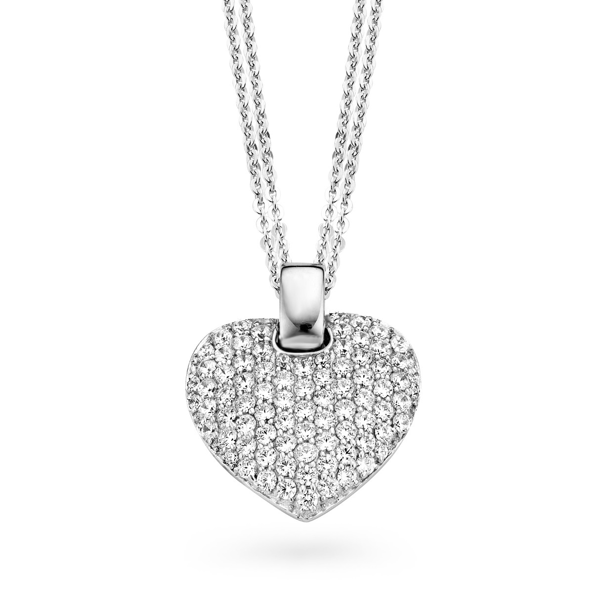 Ketting in zilver met hart en zirconia