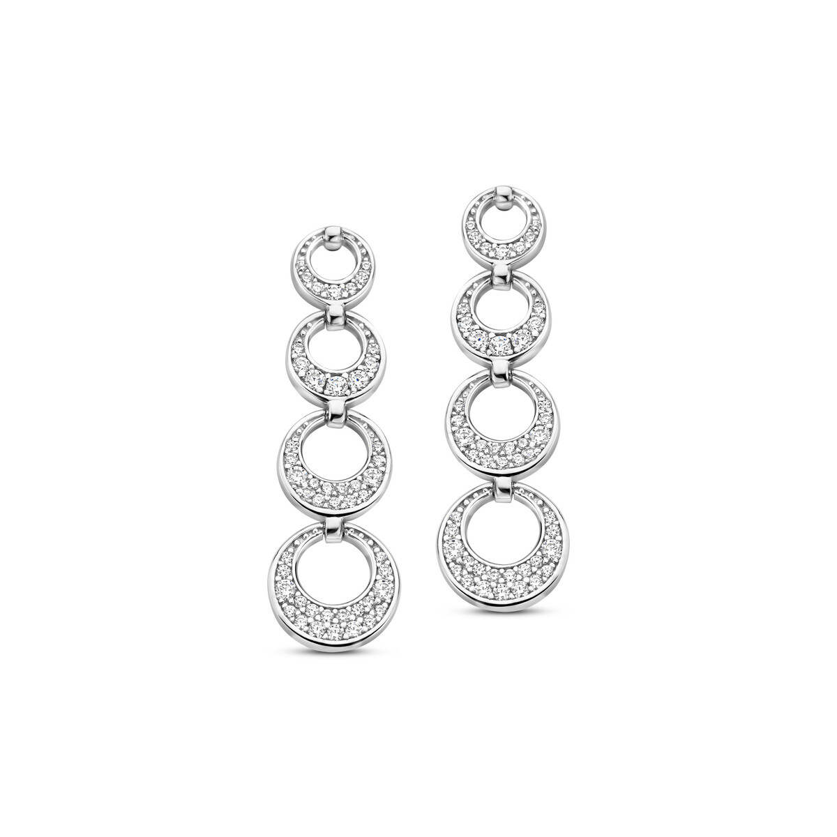 Zilveren oorringen met cirkelmotief + CZ Naiomy