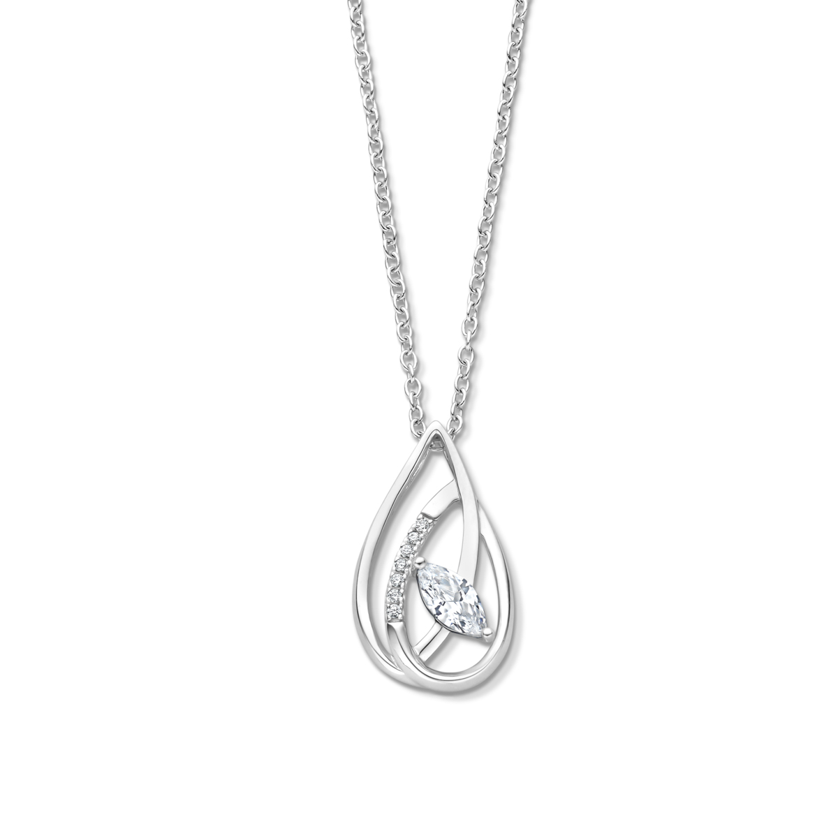 Zilveren ketting + hanger CZ pave 42-45cm Naiomy