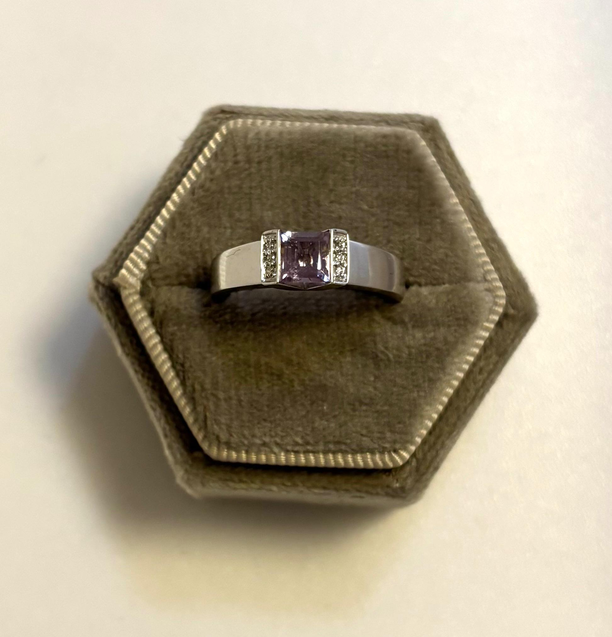 Diamant en amethist ring mt 17.75
