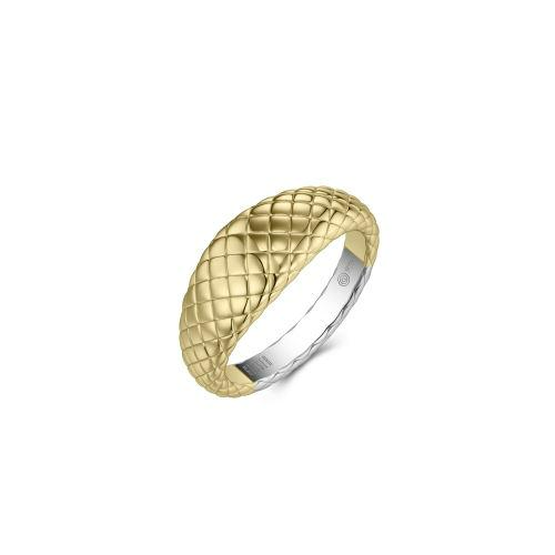Zilver/vergulde ring met bewerking