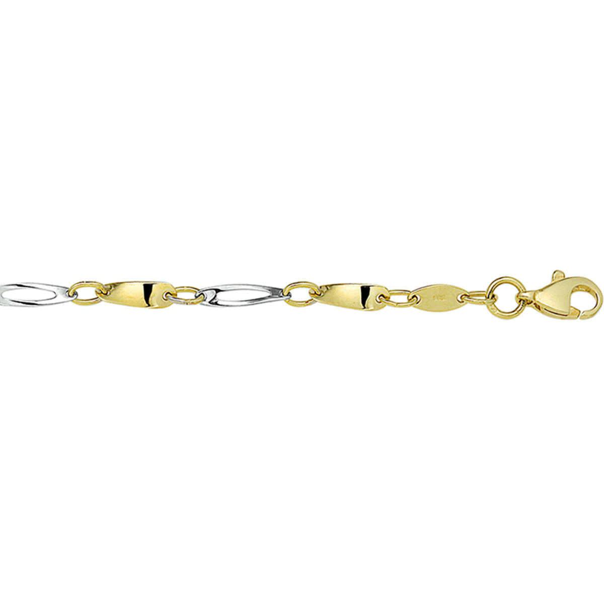 Gouden bicollor Fantasie armband 19 cm 2.1 gr